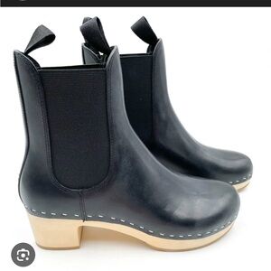 Loeffler Randall Anabelle Black Leather Clog Boots